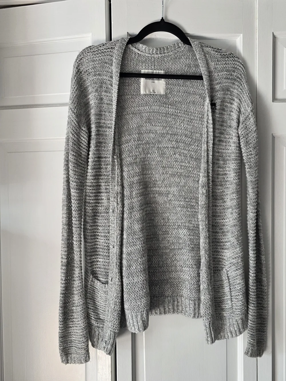 Abercrombie Kids Gray Open Front Cardigan Lightweight Knit XL Y2K